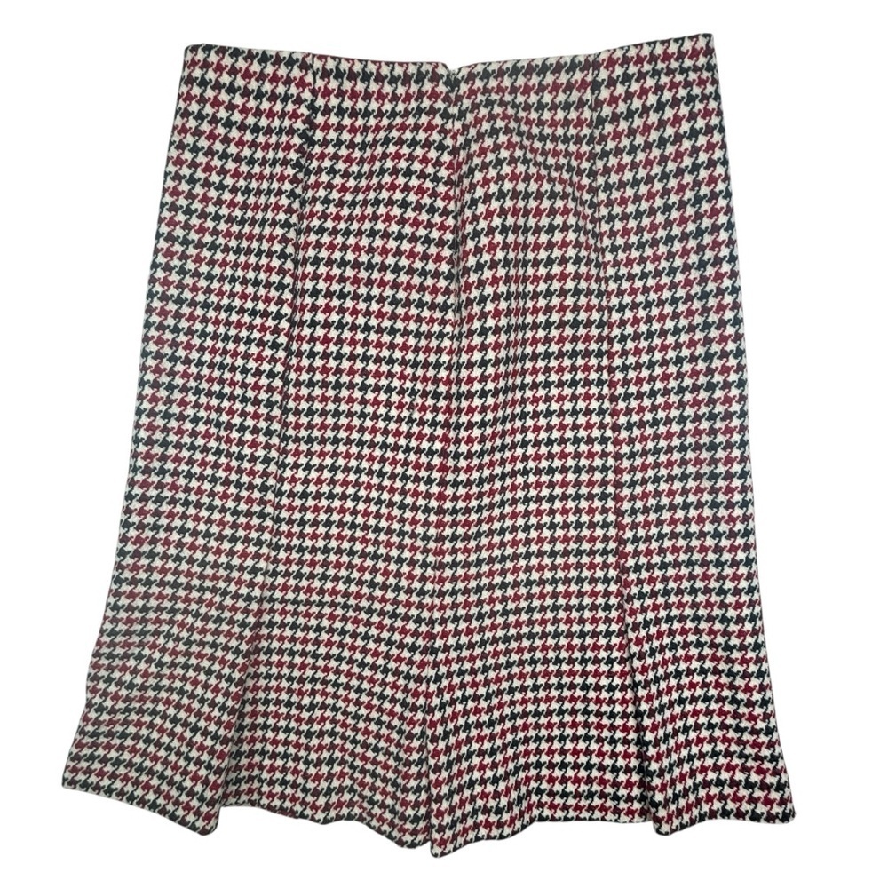 Talbots Women Red Black Houndstooth Wool Pleated Straight A Line Peplum Skirt 10 - Picture 2 of 13
